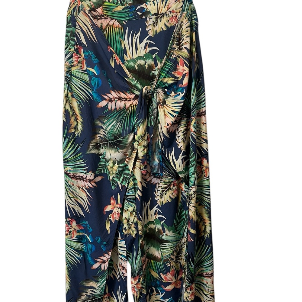La Blanca Green and Blue Sarong Swim Cover-Up Palazzo Pants Size L